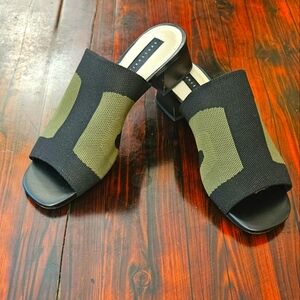 Sanctuary Women's Rumble Slip-On Stretch Fabric Upper Mules Black/Olive Green 9M